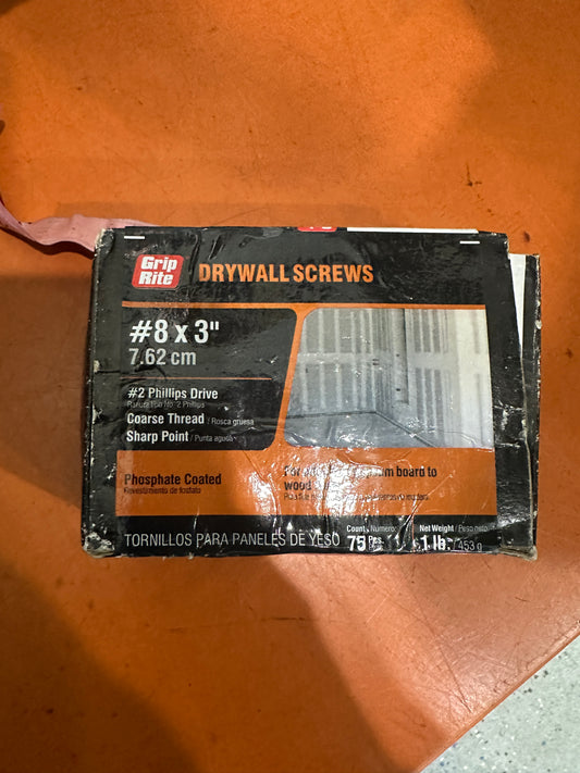 #8 x 3”  Drywall Screws